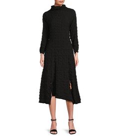 IC Collection Textured Bubble Check Pucker Woven Mock Neck 3/4 Sleeve Asymmetrical Hem Midi A-Line Dress | Dillard's Dresses Xxl, Mock Neckline, Create Outfits, Line Dress, Asymmetrical Hem, Dillard's, Wedding Attire, Xl Dress, Asymmetric Hem