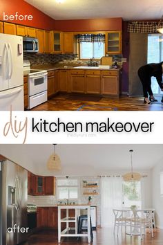 before and after pictures of a kitchen makeover