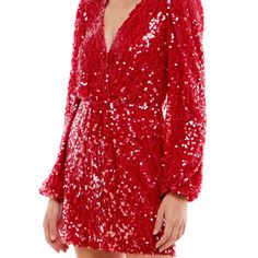 Never Worn Still Has Tag Red, Sequined Glamorous V-neck Mini Dress For Holiday, Red Sequin Dress For Winter, Christmas V-neck Mini Dress For Date Night, Red Sequined Dresses For Winter, Chic Red Mini Dress With Sequins, Chic Red Sequin Mini Dress, Chic V-neck Christmas Dress, V-neck Christmas Dress For Date Night, V-neck Christmas Dresses For Date Night