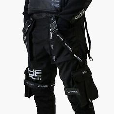 Men's Black Streetwear Techwear Heavy Cargo Trouser Pants H-G B.L.P-LIGHT/RED | eBay Functional Cargo Pants For Streetwear With Belt Loops, Urban High Waist Bottoms For Streetwear, Urban High-waist Bottoms For Streetwear, Hip Hop Streetwear Full-length Pants, Sporty Fitted Pants For Streetwear, Combat Style Pants With Multiple Pockets, Combat Streetwear Pants, Techwear Pants With Reflective Details For Outdoor, Techwear Trousers With Functional Pockets