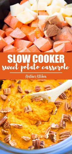 slow cooker sweet potato casserole recipe with text overlay