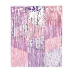 an abstract painting with pink and purple colors on the bottom half of it, including fringes