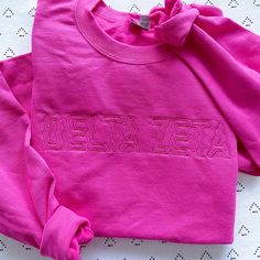 This trendy, unique, handcrafted Groovy Wavy Gildan embroidered crewneck sweatshirt is sure to stand out on any campus! Grab one for you, your big/little, or a group of sisters (bulk discount information can be found below). If you need some greek letter sweatshirt inspiration, please visit the inspiration page! Picture Details Pictures: ⭑ #1: Brown sweatshirt, White thread, Indigo sweatshirt, Light Blue thread, Heliconia sweatshirt, MATCH thread option ⭑ #2: Heliconia sweatshirt, MATCH thread o Spring Campus Cotton Sweatshirt, Pink Relaxed Fit Varsity Sweatshirt, Spring Crew Sweatshirt With Embroidered Logo, Trendy Long Sleeve Sweatshirt With Letter Embroidery, Trendy Cotton Sweatshirt For Campus, Pink Crew Neck Sweater With Embroidered Logo, Trendy College Sweatshirt With Embroidered Graphics, Trendy College Sweatshirt With Embroidered Logo, Collegiate Cotton Sweatshirt For Spring