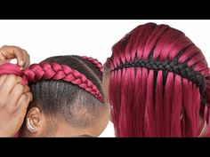 Braiding Hairstyles With Braiding Hair, Fake Colored Hair Braids, Braids With Extensions Color Tutorial, Braided In Extensions, Braids With Hair Extensions Tutorials, How To French Braid With Extensions, How To Make Braids With Extensions, Braided Extension Hairstyles, Softball Hairstyles With Color Extensions