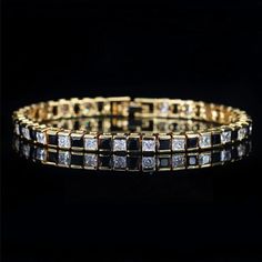 Brand New Women's Onyx & Diamond Tennis Bracelet 14k Gold Plated Sterling Silver 2ct Natural Black Onyx Gemstones Genuine 2ct Lab Created Princess Cut Diamonds 7" (Most Common Women's Size) 4mm Width Retail Price $500 Buy With Confidence From A Trusted Seller With A 99%+ Feedback Rating! *The Model Is Wearing The Emerald Green Gemstone Version Of This Bracelet To Give You An Idea Of What It Looks Like On. A0925 (Id-652) Classic Tennis Bracelet With Black Diamonds For Formal Occasions, Formal Tennis Bracelet With Black Diamonds, Classic Black Diamond Bracelet For Anniversary, Classic Black Diamond Bracelet For Formal Occasions, Black Diamond Bracelets For Anniversary, Black Diamond Bracelets For Formal Occasions, Black Cubic Zirconia Bracelet, Elegant Black Diamond Bracelet As A Gift, Black Diamond Tennis Bracelet For Formal Occasions