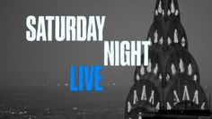 a black and white photo with the words saturday night live written in blue on it