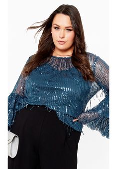 Plus Size Clothing Online, After Work Drinks, Glam Chic, Night Tops, Evening Tops, Plus Size Top, Ruffled Sleeves, Party Looks, City Chic