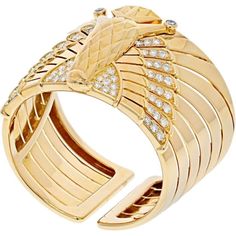 Crafted with exquisite attention to detail, the Cartier 18K Yellow Gold Egyptian Horus Falcon Bracelet is an absolute masterpiece. This Egyptian Revival-inspired piece captures the essence of ancient beauty and translates it into a contemporary statement of luxury.Made with the finest 18K yellow gold, this bracelet showcases the skilled craftsmanship that Cartier is renowned for. The intricate design features a captivating Horus Falcon motif, symbolizing power, protection, and divinity. It is a Cartier Gold Diamond Bracelets, Cartier Diamond Accents Bracelet Jewelry, Luxury Diamond Bracelet With Intricate Design, Luxury Ceremonial Bracelets, Gold Cartier Diamond Bracelet With 17 Jewels, Luxury Formal Cuff Bracelet With Intricate Design, Designer Gold Cartier Bracelet, Cartier Gold Jewelry With 17 Jewels, Designer Cartier Gold Bracelets