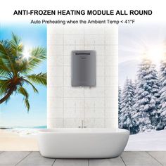 an image of a bathroom setting with the text, anti - frozen heating module all round