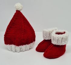 A lovely hand knitted santa hat and bootie baby set, available up to 1 year. Knitted Santa, Baby Santa Hat, Christmas Photo Props, Neutral Baby Clothes, Sibling Gifts, Knitted Baby Clothes, Hand Knit Hat, Baby Hats Knitting, Baby Christmas Gifts