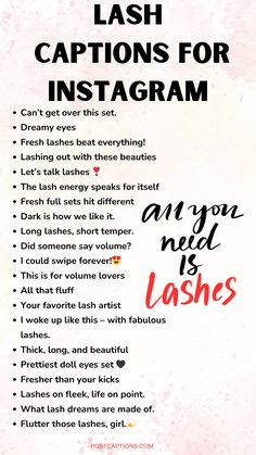 Whether it’s a natural look or a bold statement lash, here are the lash extension captions to inspire and help you find the perfect caption for your next post. Lash Tech captions| Lashes captions ideas| Lash quotes| Lash Ig captions| Lash artist captions| Lash lift Insta captions Eyelash Extensions Quotes Posts, Captions For Lash Techs, Content For Lash Techs, Captions For Lash Extensions, Instagram Lash Page Aesthetic, Lash Ig Captions, Lash Sayings Eyelashes, Lash Tips Quotes, Content Ideas For Lash Techs