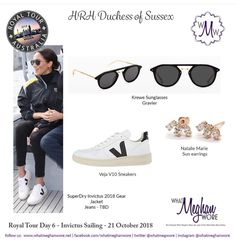 an advertisement for the royal tour featuring two pairs of sunglasses and one pair of shoes