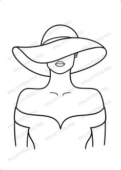 a woman wearing a hat with her face drawn in the shape of a square frame