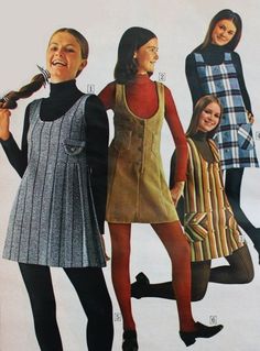 Dress Over Turtleneck, Moda Z Lat 70., Decades Fashion, Teen Fashion Trends, Fashion 1970s, Fashion 70s