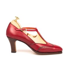 T STRAP SHOES IN RED VITELLO Flapper Shoes, Flexible Shoes, T Strap Shoes, T Bar Shoes, Swing Dance, T Strap Heels, Exclusive Shoes, Italian Shoes, Strap Shoes