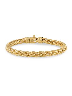 Yellow Gold Bracelets With Wheat Chain As A Gift, Classic Gold Chain Bracelet With Wheat Chain, Classic Yellow Gold Braided Bracelets As Gift, Classic Wheat Chain Bracelet As Gift, Classic Yellow Gold Braided Bracelets For Gifts, Classic Gold Braided Bracelet For Formal Occasions, Classic Wheat Chain Bracelet For Gift, 14k Gold Wheat Chain Bracelet Gift, Classic Oval Link Gold Bracelet