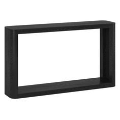 a black shelf with a white background