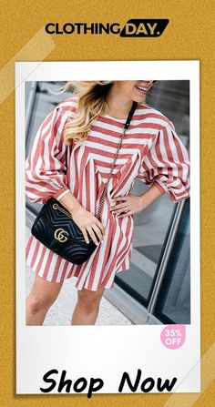 Red Stripe Long Sleeve Loose Mini Dress Loose Mini Dress, Stripe Long Sleeve, Red Stripe, Striped Long Sleeve, Shop Now, Mini Dress, Long Sleeve, Red, Clothes