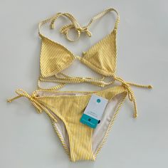 Snapper Rock Marigold Stripe Girls 2pc Bikini Have Fun In The Sun! Upf50+ Sun Protection Adjustable Shoulder And Back Straps Ties On The Swim Bottom Are For Decoration Only, Can Not Be Adjusted C011 Adjustable Yellow Swimwear For Vacation, Playful Yellow Swimwear For Swimming, Adjustable Yellow Swimwear For The Pool, Gold Swimwear For Beach In Spring, Playful Yellow Swimwear For Vacation, Playful Yellow Swimwear For Beach Season, Playful Yellow Swimwear For Sunbathing, Playful Yellow Swimwear For Spring, Fun In The Sun