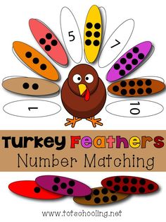 a turkey feathers number matching game for kids