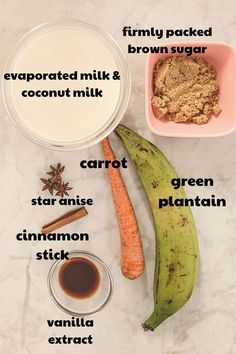 the ingredients to make this recipe include milk, sugar, cocoa, and carrots