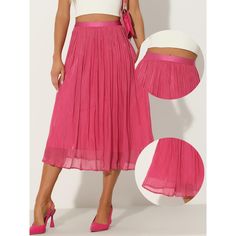 This pleated skirt with accordion style and elastic waist details shows off your feminine. Suits for daily and party wear in spring summer and fall. Pair with a t-shirt and high heels to complete the overall wearing style. Pair it with a t-shirt and high heels to complete the overall wearing style. Suits for daily and party wear in spring summer and fall. Feminine Suits, Wearing Style, Pleated Skirt, Party Wear, Midi Skirt, Hot Pink, Elastic Waist, Overalls, High Heels