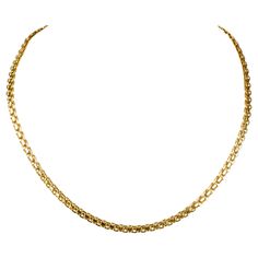 18-carats yellow gold chain with double solid chain and alternating forced mesh to create a unique and elegant design. This chain can be worn on any occasion, whether for a formal evening or a casual day. Weight: 14.3 gr. Dimensions: 38cm x 0.3cm x 0.1cm Gold mark on the jewel. Status: As new Jewel delivered in a luxurious box with a certificate of authenticity. Yellow Gold Oval Link Double Chain Necklace, Yellow Gold Double Chain Necklace With Oval Links, Formal Double Chain Oval Link Necklace, Formal Double Strand Cable Chain Necklace, Formal Yellow Gold Oval Link Chain Necklace, Yellow Gold Double Chain Link Necklace, Elegant Double Chain Oval Link Necklace, Formal Gold Oval Link Chain Necklace, Gold Chain Link Necklace For Formal Occasions