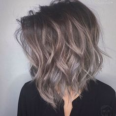 Gunmetal gradient lob by @cutyourhair #modernsalon Brunette Hair Cuts, Hairstyles School, Beach Wave Hair, Shorthair Hairstyles, Hairstyles Men, School Hairstyles, Black Outfits, Long Hair With Bangs, Ash Brown