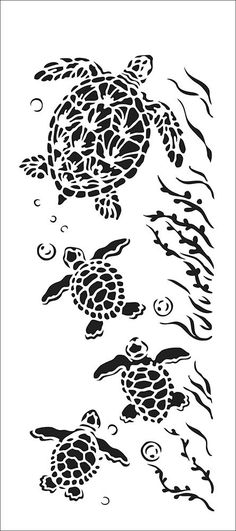 a drawing of a turtle swimming in the water