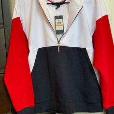 Brand New, Never Worn, Tommy Hilfiger Hoodie! Size Small, Cute, Light, And Cozy !! White Fleece Half-zip Top, White Half-zip Athleisure Sweatshirt, Tommy Hilfiger Sporty Hoodie For Streetwear, White Hooded Tommy Hilfiger Hoodie, Casual White Half-zip Sweatshirt, White Half-zip Casual Hoodie, Tommy Hilfiger Sporty Sweatshirt With Drawstring Hood, Tommy Hilfiger Sporty Hoodie Sweatshirt, Tommy Hilfiger Sporty Hooded Sweatshirt