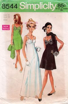 two women in dresses and purses on the cover of a sewing pattern for misses