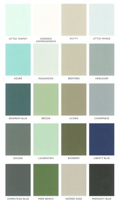 the color chart for different shades of paint