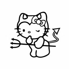 a hello kitty holding an arrow in her hand