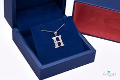 Letter H CZ Initial Pendant with Necklace in 14k Yellow Gold - Artisan Carat Names Starting With A, Zodiac Pendant, Letter B, Yellow Gold Pendants, Gold Price, Initial Pendant, Cloth Bags, Gold Pendant, Your Name