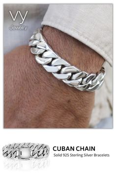 Discover High-Quality Heavy Chain Cuban Bracelet, made of Solid 925 Sterling Silver Formal Silver Tarnish-resistant Chain Bracelet, Formal Silver Cuban Link Bracelet, Classic Sterling Silver Cuban Link Bracelet With Silver Chain, Elegant Silver Cuban Link Bracelet, Tarnish Resistant, Silver Polished Cuban Link Bracelet, Silver Cuban Link Chain Bracelet For Formal Occasions, Sterling Silver Cuban Link Bracelet With Solid Links, Modern Silver Chain Bracelet Tarnish Resistant, Luxury Silver Link Chain Bracelet