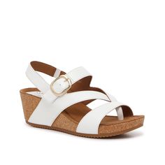 Eurosoft-Evelyn Wedge Sandal The Evelyn sandals from Eurosoft are a pair of shoes that you'll find yourself reaching for time after time. Featuring a strappy silhouette for a stylish touch, a sturdy wedge heel for extra stability, and neutral color options to seamlessly blend with your favorite warm weather ensembles. White Synthetic Wedge Sandals With Buckle Closure, White Wedge Sandals With Buckle Closure, White Synthetic Wedge Sandals With Arch Support, White Open Toe Heels With Arch Support, White Open-toe Heels With Arch Support, White Wedge Sandals With Arch Support, White Wedge Sandals With Cork-bed Midsoles, White Wedge Heel Sandals With Arch Support, White Wedge Sandals With Cushioned Footbed