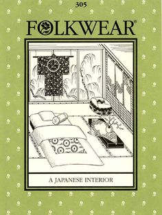 a book cover with an image of a japanese bedroom in black and white on green