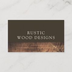 business card with rustic wood designs on it