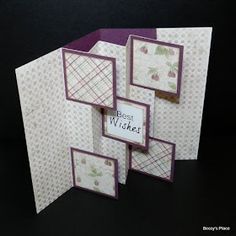 four cards with the words best wishes written on them, all folded up in pink and white