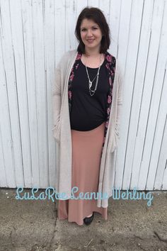 Layering your LuLaRoe- Maxi Skirt, classic tee, Joy Vest and Sarah Cardigan. LuLaRoe also makes great maternity wear. Https://m.facebook.com/groups/lularoeleannewehling Lularoeleannewehling@gmail.com Style Cardigan, Maternity Wear, Sequin Skirt