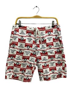 J/15/1 Vintage 90s Hysteric Glamour White Fullprint Shortpant Size 30 Hysteric Glamour Pant  Size on Tag : Details Measurement  Waist : 30'inches Inseam : 9'inches Leg Opening : 21'inches Front Rise : 11.5'inches Thigh : 26'inches Outseam (Length) : 19'inches Hips : 42'inches Condition :  Great Vintage Condition.❌NO HOLES AND NO STAIN❌.Please refer pictures detail.‼️ 📮 SHIPING > WE ARE USING DHL EXPRESS SHIPING ITS TAKE 3-5 ARRIVE.PLEASE DROP YOUR PHONE NUMBER AFTER PURCHASE.📮 Summer Cotton Bottoms With All Over Print, Casual All Over Print Short Bottoms, Retro Graphic Print Bottoms For Streetwear, Retro Cotton Loungewear Bottoms, Retro White Printed Bottoms, 90s Style Graphic Print Bottoms For Summer, Fitted Cotton Bottoms With Graphic Print, Graphic Print Bottoms For Summer Loungewear, Printed Cotton Bottoms For Streetwear