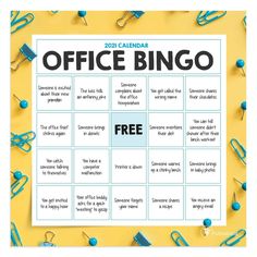 a calendar with the words office bingo on it