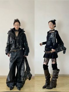 Chinese Punk Fashion, Goth Cyberpunk Outfit, Archive Fashion Women Outfits, J Street Fashion, 70s Alternative Fashion, Japanese Archive Fashion, Chinese Goth, Goth Tomboy, Goth Japanese Fashion