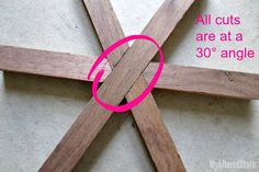 a cross with the word all cuts are at a 30's angle