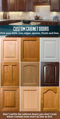 kitchen cabinet doors with different styles and colors in the same color as shown on this page