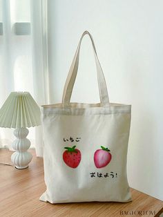 BagForLove - Cute Strawberry Cartoon Pattern Small Shopper Bag with Double Handles - Ideal for Daily Use Product Description Color Beige Pattern Type Letter Bag Size Small Type Shoulder Tote Bag Material Polyester Composition 100% Polyester Size Chart INCH CM Bag Length Bag Width Bag Height Handle Height 13.4 inch 1.6 inch 15 inch 9.8 inch Bag Length Bag Width Bag Height Handle Height 34 cm 4 cm 38 cm 25 cm Details Pictures Similar Products h2 { text-align: center; } /* æ¢è¡ */ li{ white-space Cute Beige Canvas Shoulder Bag, Cute Beige Canvas Bag For Daily Use, Cute Rectangular Canvas Bag With Adjustable Strap, Cute Beige Canvas Bag, Cute Portable Beige Bag, Cute Rectangular Beige Canvas Bag, Cute Cotton Bags With Adjustable Strap, Cute Beige Shoulder Bag For Shopping, Beige Canvas Bag For School In Summer