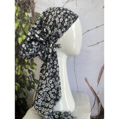 Pretied Turkish Cotton Textured Tichel w/ Long Tails - Black/White Floral-pretieds-The Little Tichel Lady Ladies Head Scarf, Chemo Headwear, Head Scarf Tying, Top Skirt Set, Cotton Texture, Long Tail, Anniversary Sale, Head Scarf, Hair Accessories Headbands