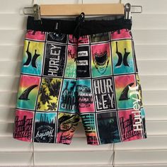 Swimming Trunks Never Worn!! Excellent Quality. Vibrant Colors!! Boys Size 6. Open To Offers Pink Summer Surfing Shorts, Pink Graphic Print Shorts For Summer, Multicolor Bottoms For Spring Surfing, Playful Black Beach Shorts, Playful Black Bottoms For The Beach, Playful Black Shorts For Summer, Playful Graphic Print Beach Bottoms, Casual Graphic Print Shorts For Playwear, Pink Casual Shorts With Graphic Print