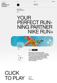 an advertisement for nike running shoes with the words'your perfect run - ning partner, nike run + '