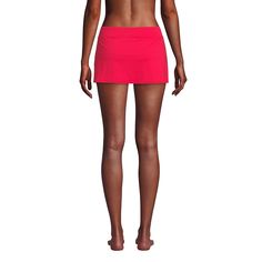 At Lands' End we're proud to believe every body is a beach body. As long as you have the right swimwear having fun at the beach or just enjoying an afternoon at the pool is easy. And we think these Women's Chlorine Resistant Mini Swim Skirt Swim Bottoms are just what you need to feel good and look great. Made from a stretchy nylon-spandex blend they deliver UPF 50 sun protection that doesn't fade and helps keep you safe from burns. An attached panty ensures modesty comfort and coverage. We've al Fitted Swimwear For Sports On Vacation, Stretch Tankini For Vacation, Sporty Skort For Poolside, Summer Swimming Short Skort, Sporty Solid Color Swim Skirt For Beach, Casual Short Length Swim Dress For Poolside, Casual Short Swim Dress For Poolside, Swim Dress With Built-in Shorts For Swimming, Casual Stretch Skort For Pool